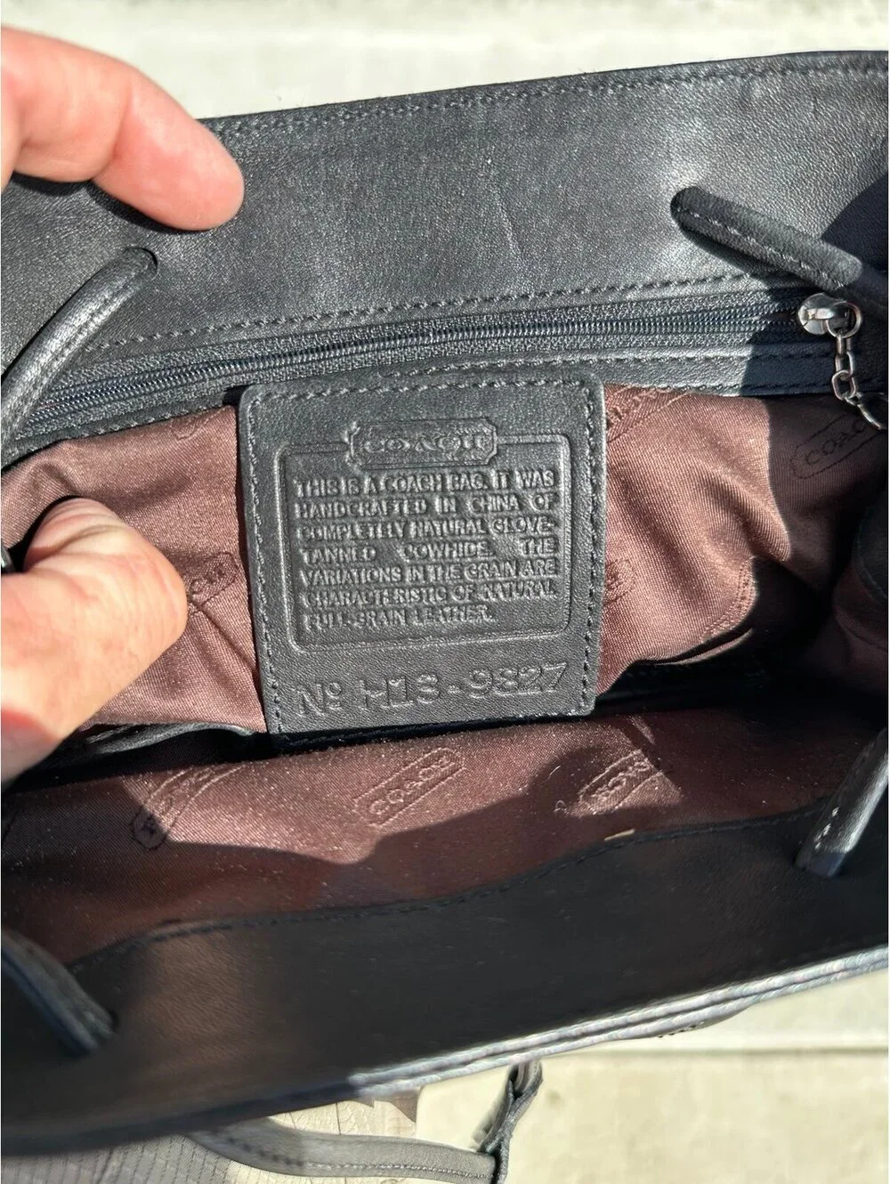 Vintage Coach Black Leather Backpack Drawstring Flap No. H8B-9827